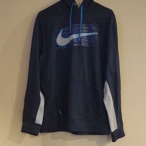 Vintage Nike Men's Large Therma-Fit Black, Blue And Gray‎ Hoodie